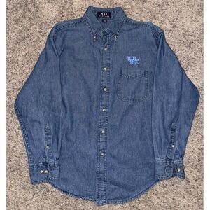 Vintage Vantage Kentucky Wildcats UK College Denim Shirt S Blue Button Up 90s